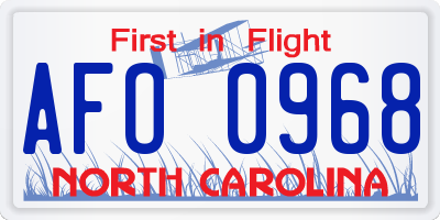 NC license plate AFO0968