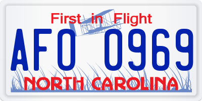 NC license plate AFO0969