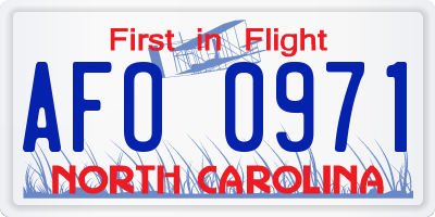 NC license plate AFO0971