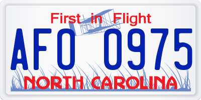 NC license plate AFO0975