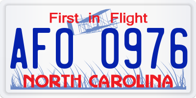 NC license plate AFO0976