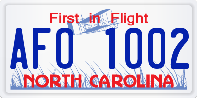 NC license plate AFO1002