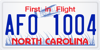 NC license plate AFO1004
