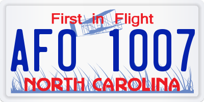 NC license plate AFO1007