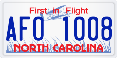 NC license plate AFO1008