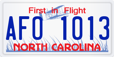 NC license plate AFO1013