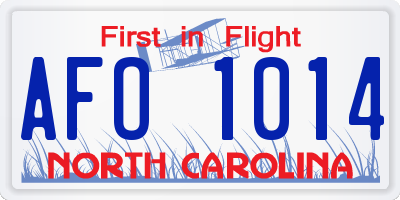 NC license plate AFO1014