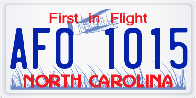 NC license plate AFO1015