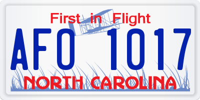 NC license plate AFO1017