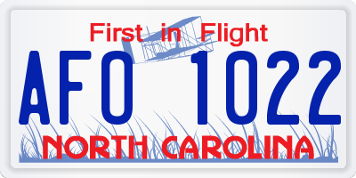 NC license plate AFO1022