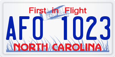 NC license plate AFO1023