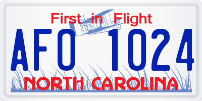 NC license plate AFO1024
