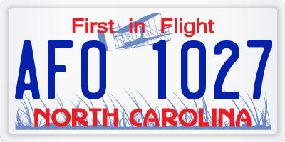 NC license plate AFO1027