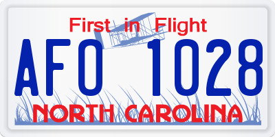 NC license plate AFO1028