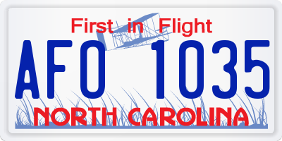 NC license plate AFO1035