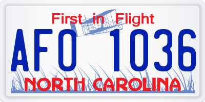 NC license plate AFO1036