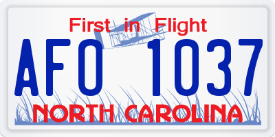 NC license plate AFO1037