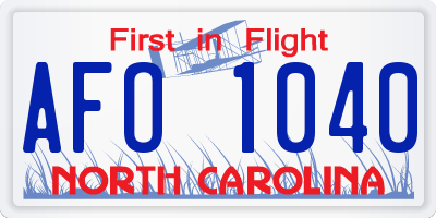 NC license plate AFO1040