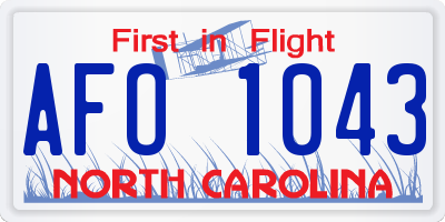 NC license plate AFO1043