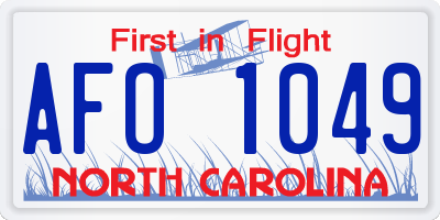 NC license plate AFO1049