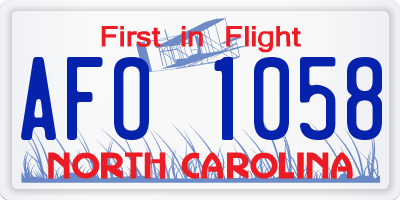 NC license plate AFO1058
