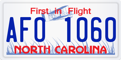 NC license plate AFO1060