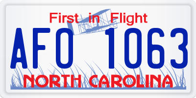 NC license plate AFO1063