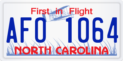 NC license plate AFO1064