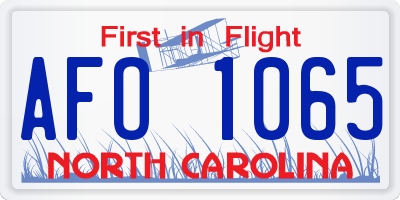 NC license plate AFO1065