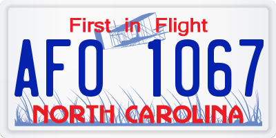 NC license plate AFO1067