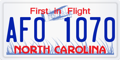 NC license plate AFO1070