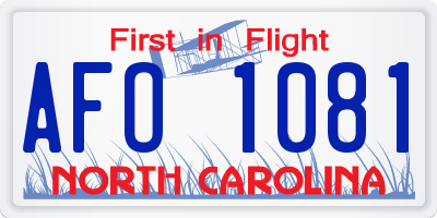 NC license plate AFO1081