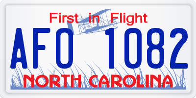 NC license plate AFO1082