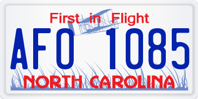 NC license plate AFO1085