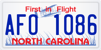 NC license plate AFO1086