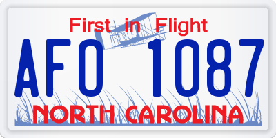 NC license plate AFO1087