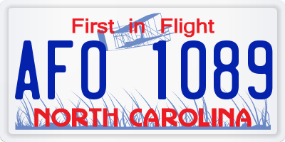 NC license plate AFO1089