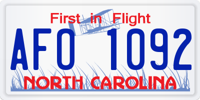 NC license plate AFO1092