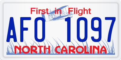 NC license plate AFO1097