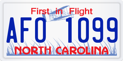 NC license plate AFO1099