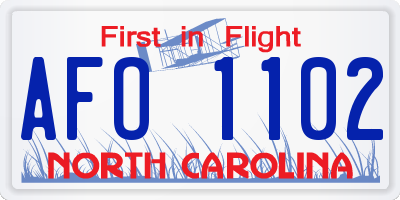 NC license plate AFO1102