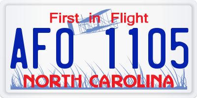 NC license plate AFO1105