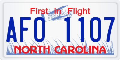 NC license plate AFO1107
