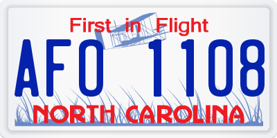 NC license plate AFO1108