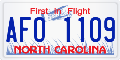 NC license plate AFO1109