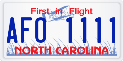 NC license plate AFO1111