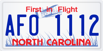 NC license plate AFO1112