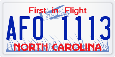 NC license plate AFO1113