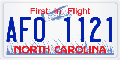 NC license plate AFO1121