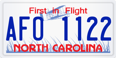 NC license plate AFO1122